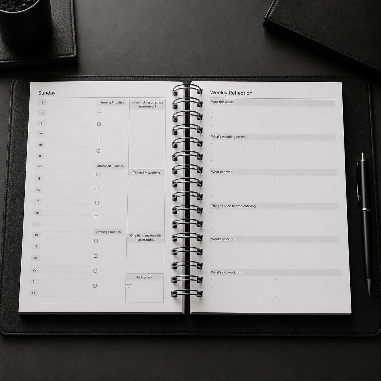 The Reset Daily Planner - Black